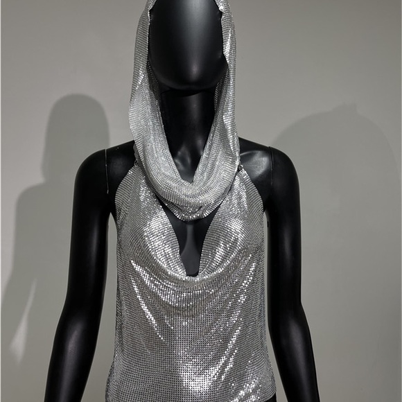 Metal crystal chained top with scraf - Picture 8 of 9